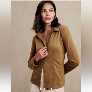 Banana Republic NWT Vegan Suede Button Down shirt- color: Horse’s Hair sz Small